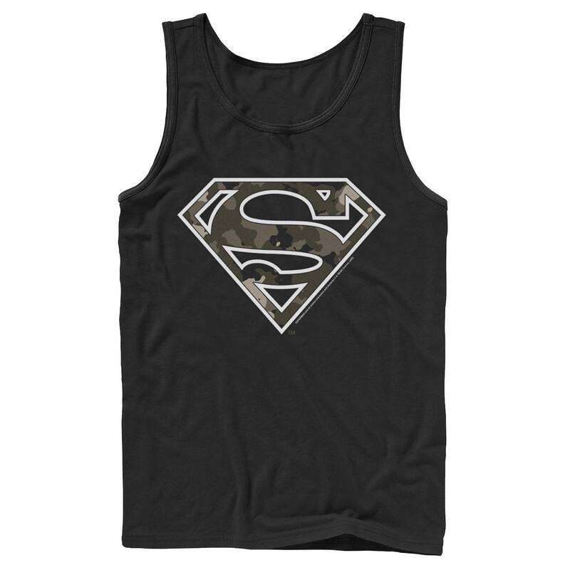 アニメ人となり メンズ トップス ティーシャツ ロゴタイプ Licensed Character Men\u0027s DComicsuperman Camouflage Fillogo Tank Top Black 黒いこと メンズファッション-トップス-Tシャツ・カットソー
