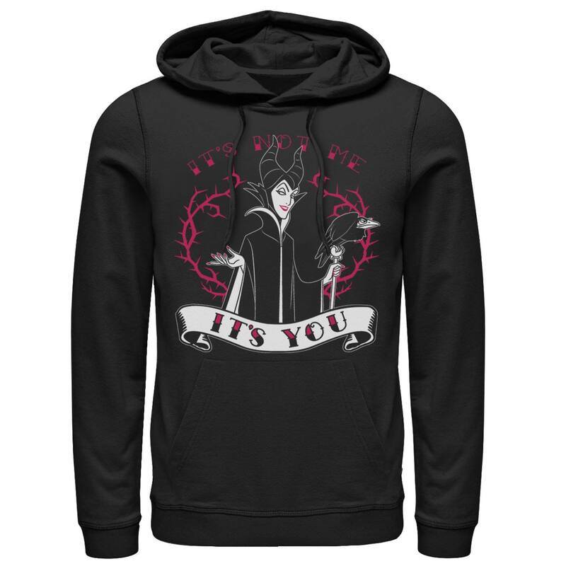 ディズニー メンズ アウター パーカー・スウェット Disneyleeping Beauty Maleficent Men Valentines It Not Me It You Hoodie Black ブラック
