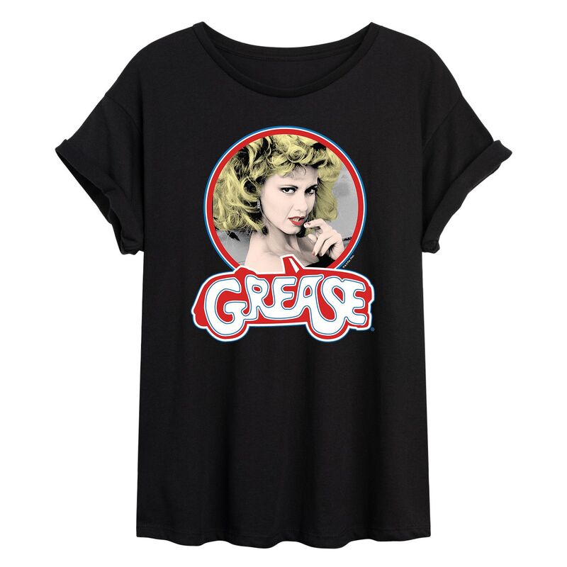 アニメキャラクター レディース トップス Tシャツ グラフィック Licensed Character Juniors' Grease Sandy Pose Oversized Graphic Tee Black ブラック