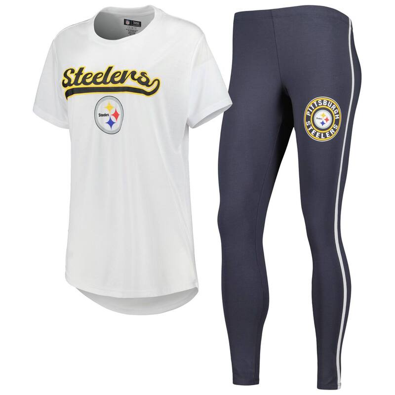 アンブランデッド レディース アンダーウェア ナイトウェア Tシャツ レギンス Unbranded Women's Conceptsport White/Charcoal Pittsburgh Steelersonata T-Shirt & Leggingsleep Set Stl White ホワイト