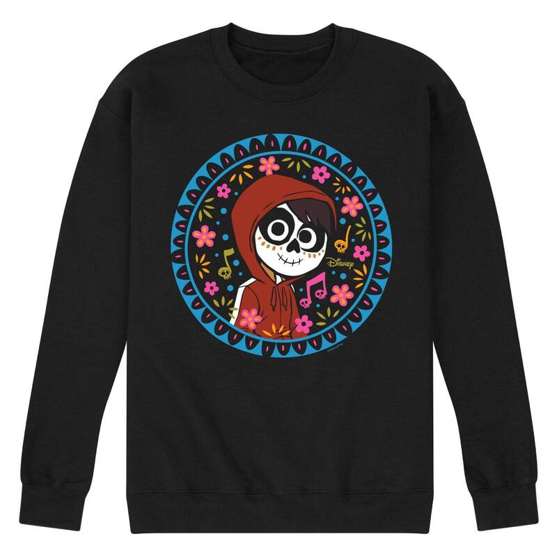 ディズニー ピクサー メンズ アウター パーカー・スウェット フラワー柄 シャツ フリース フラワー Disney / Pixar Coco Miguel Men Floral Circle Fleece Sweatshirt Black ブラック