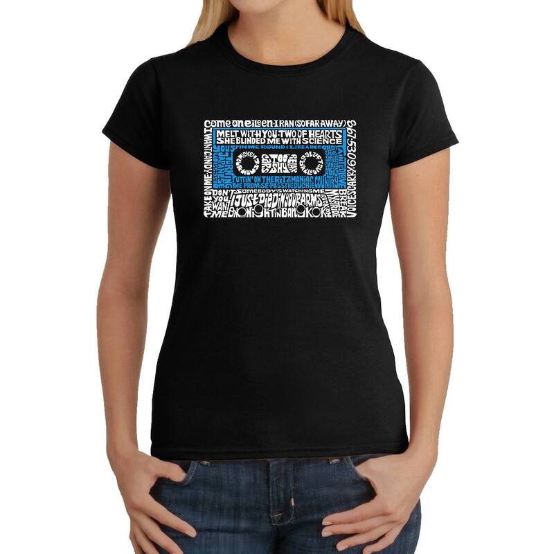 エルエーポップアート レディース トップス Tシャツ LA Pop Art 80s One Hit Wonders - Women's Word Art-Shirt Black ブラック