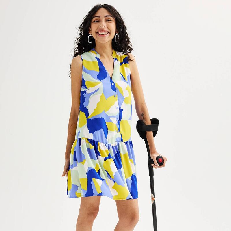 ナインウェスト レディース トップス ワンピース フリル裾 フリル Women ’ s Nine West Adaptive Button Front Ruffle Hem Dress Multi Petal マルチカラー