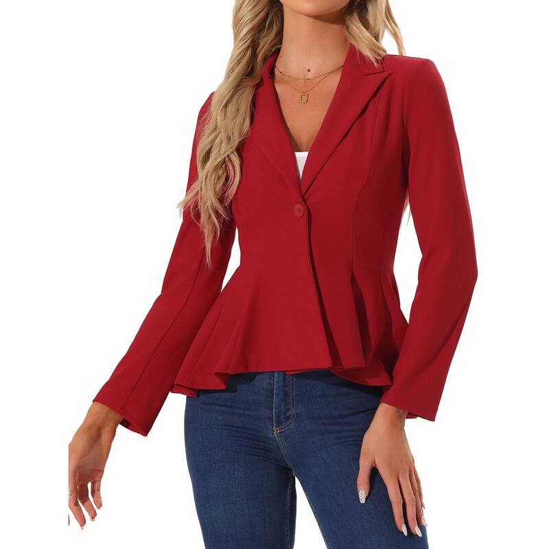 アレグラ ケー レディース アウター 上衣・上衣 スポーツジャケット ALLEGRA K Peplum Blazer For Women\u0027s Dressy Single Button Business Casual Work Blazered 赤いこと