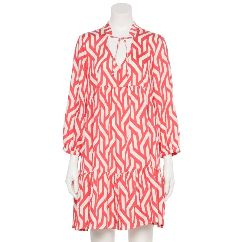 エレントレイシー レディース トップス ワンピース Vネック ティアード ミニ Women's Ellen Tracy V-Neck Long Sleeve Tiered Mini Dress Geo Print｜ReVida 店