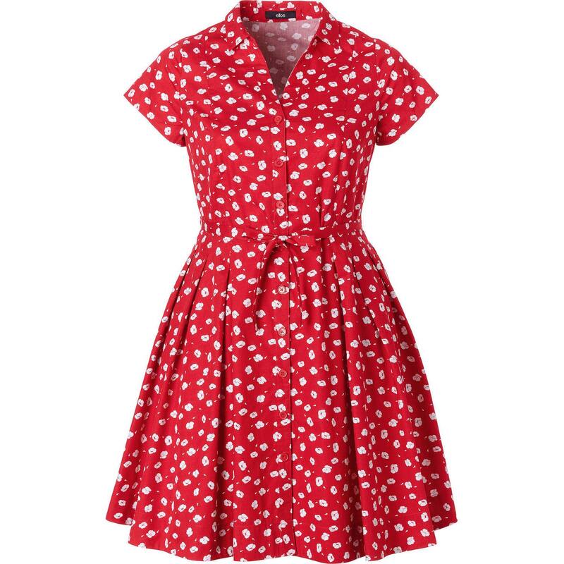 Ellos レディース トップス 衣装 付け加える大いさ プルオーバー ellos Plusize Sandy Shirtwaist Dress Poppy Red Floral 赤いこと レディースファッション-ワンピース