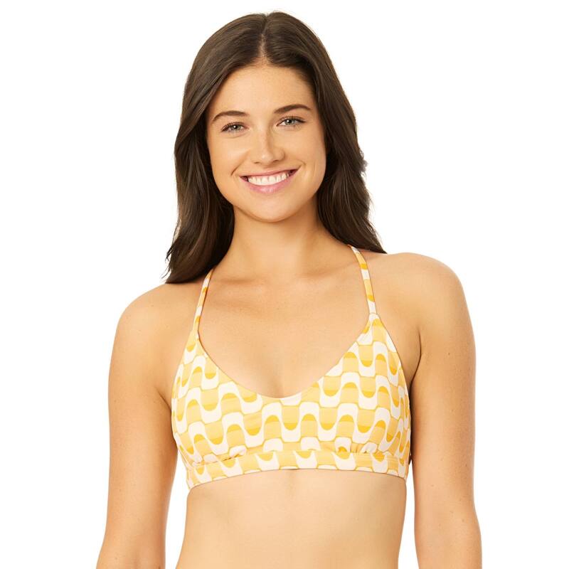 ハーレー レディース 水着 トップのみ Juniors' Hurley Jacquard Scoop Front Adjustable Swim Top Ogee Yellow イエロー
