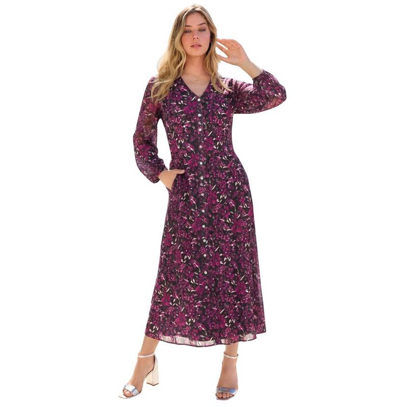 ロアマンズ レディース トップス 衣装 つけ加える大きさ マキシ Roaman\u0027s Women\u0027s Plusize Boho Maxi Dress Rasberry Watercolor