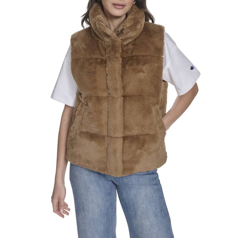 チャンピオン レディース アウター ジャケット・ブルゾン ベスト Juniors Champion Faux Fur Puffer Vest Cognac