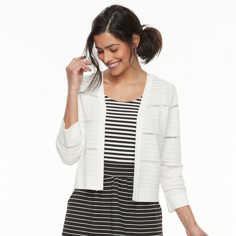 ニナレオナルド レディース アウター ニット・セーター Women's Nina Leonard Open-Weave Knit Bolero White ホワイト｜ReVida 店