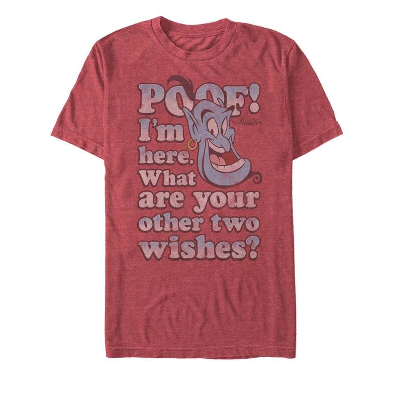 ウォルトディズニー メンズ トップス ティーシャツ Men\u0027s Disney\u0027s Aladdin Other Two Wishes Tee Red Heather ギョリュウモドキ Tシャツ・カットソー-メンズファッション