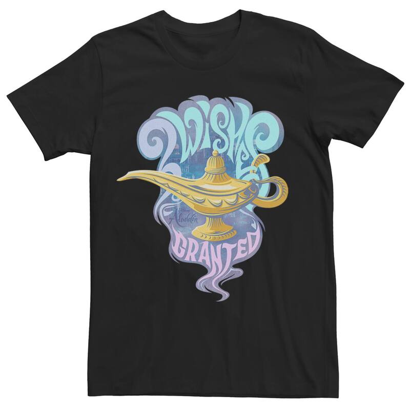 ウォルトディズニー メンズ トップス ティーシャツ グラフィック Disney\u0027s Aladdin Men\u0027s Genie Lamp Graphic Tee Black 黒いこと Tシャツ・カットソー-トップス