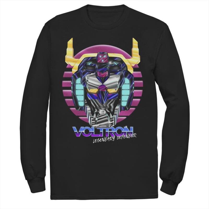 アニメキャラクター メンズ トップス Tシャツ Licensed Character Men's Voltron: Legendary Defender Head On Long Sleeve Tee Black ブラック