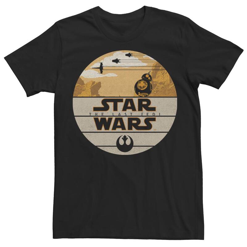 スター ウォーズ メンズ トップス Tシャツ Men'star Wars Last Jedi BB-8 Retro Desert Roll Badge Tee Black ブラック