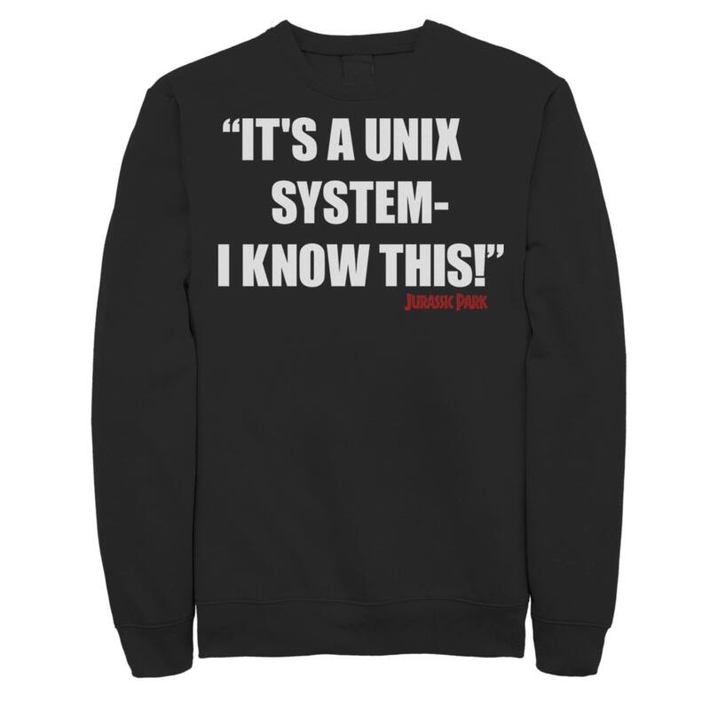 アニメキャラクター メンズ アウター パーカー・スウェット シャツ Licensed Character Men's Jurassic Park It's A Unix System Quote Sweatshirt Black ブラック