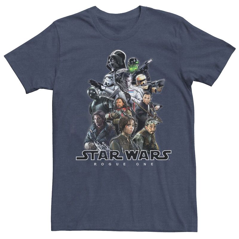 スター ウォーズ メンズ トップス Tシャツ Men's Rogue One: A Star Warstory Character Collage Tee Navy Heather ヘザー