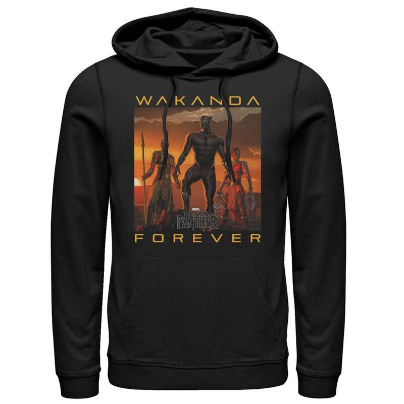 アニメキャラクター メンズ アウター パーカー・スウェット Licensed Character Men Marvel Black Panther Movie Wakanda Forever Hoodie Black ブラック