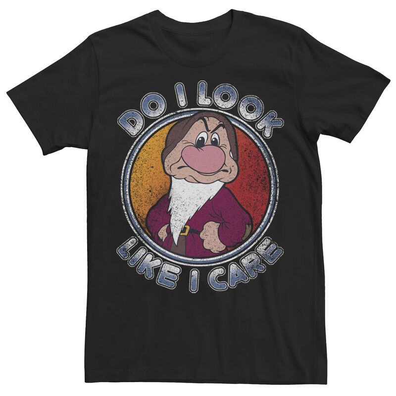 ウォルトディズニー メンズ トップス ティーシャツ Disney\u0027snowhite Dwarf Grumpy Do I Look Like I Care Men\u0027s Tee Black 黒いこと トップス-メンズファッション