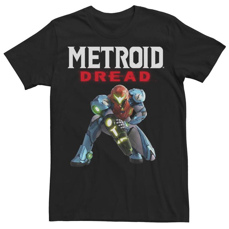 アニメ人となり メンズ トップス ティーシャツ ロゴタイプ Licensed Character Men\u0027s Metroid Prime Dread Samus Logo Tee Black 黒いこと トップス-メンズファッション