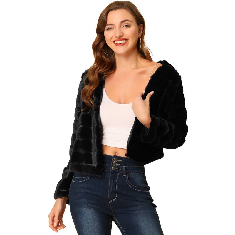 アレグラ ケー レディース アウター ジャケット・ブルゾン コート ALLEGRA K Women's Long Sleeve Solid Color Collarlesshaggy Soft Faux Fur Coat Black ブラック|ReVida 店