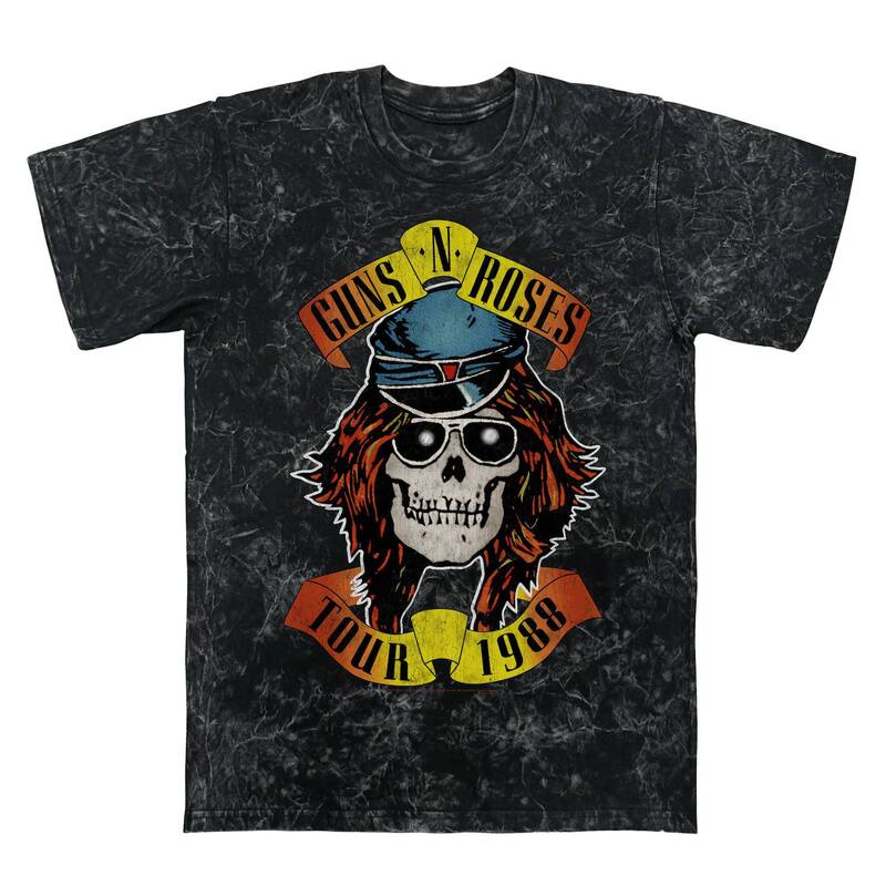 アニメキャラクター メンズ トップス Tシャツ プチ グラフィック Licensed Character Men's Guns N' Roses Appetite For Destruction Tour 1988 Mineral Wash Graphic Tee Black Mineral Wash ブラック｜ReVida 店