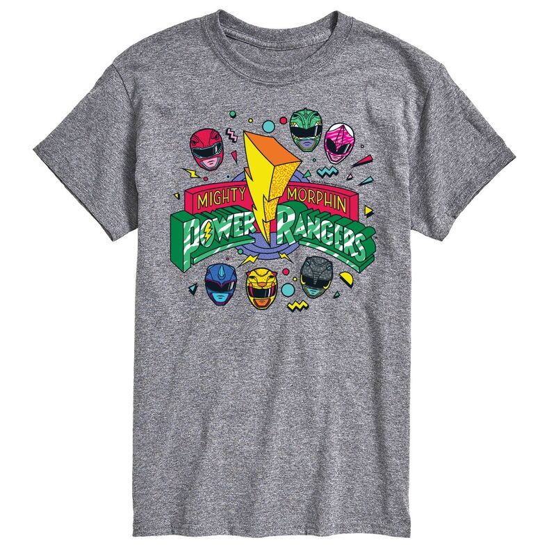 アニメキャラクター メンズ トップス Tシャツ トール ロゴ Licensed Character Big & Tall Powerangers 90s Logo Tee Gray グレー