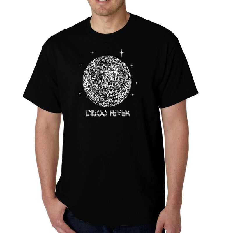 エルエーポップアート メンズ トップス ティーシャツ 天使の都市 Pop Art Disco Ball - Men\u0027s Word Art-shirt Black 黒いこと メンズファッション-Tシャツ・カットソー-トップス