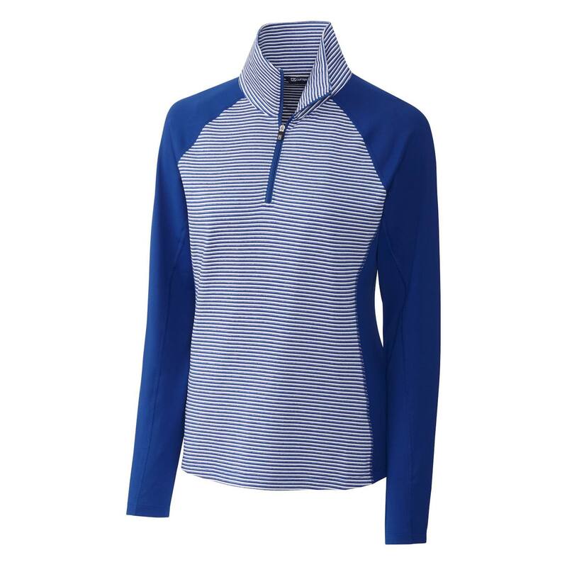 截断機アンドうしろ側 レディース アウター 上衣・上衣 ハーフジップ Cutter \u0026 Buck Forge Tonal Stripe Stretchalf Zip Womens Top Tour Blue 青み