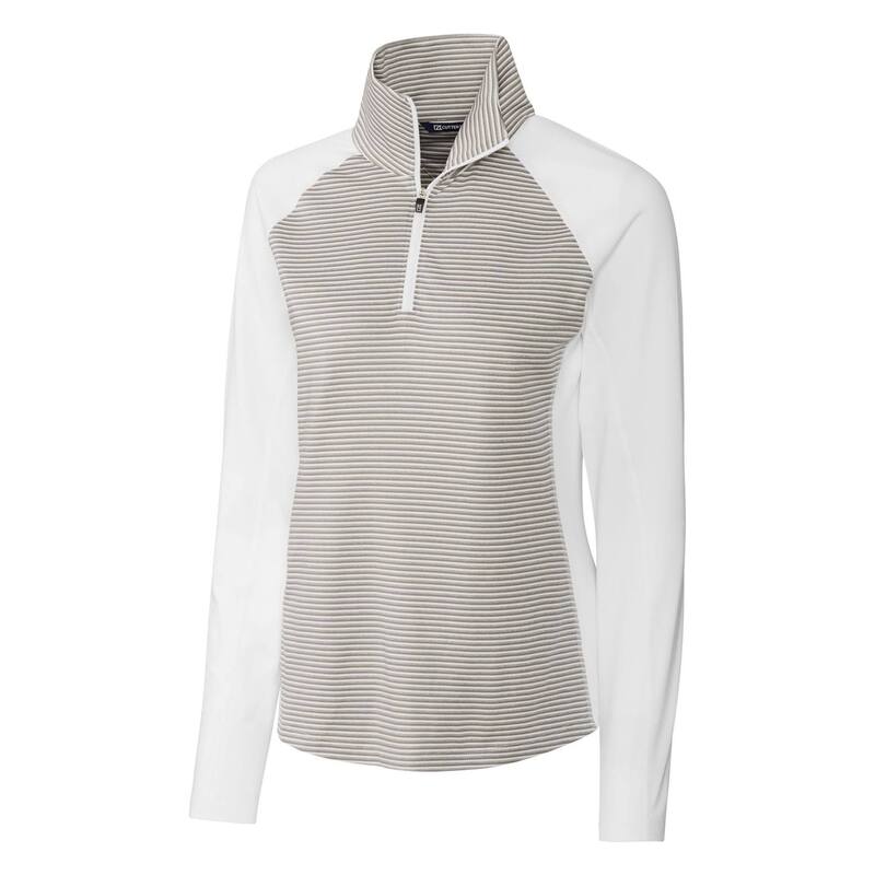 截断機アンドうしろ側 レディース アウター 上衣・上衣 ハーフジップ Cutter \u0026 Buck Forge Tonal Stripe Stretchalf Zip Womens Top White 白いこと