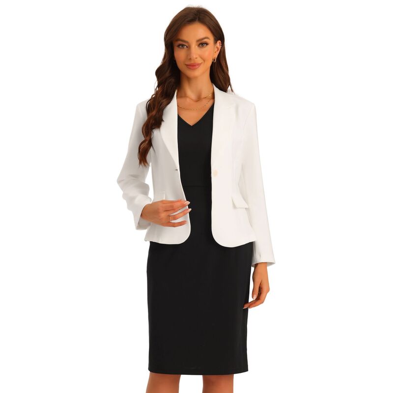 アレグラ ケー レディース アウター ジャケット・ブルゾン Vネック ブレザー ALLEGRA K Dressuit Sets For Women's Business 2pc Outfit Solid V Neck Office Dress Notched Lapel Blazer White ホワイト 17,140円