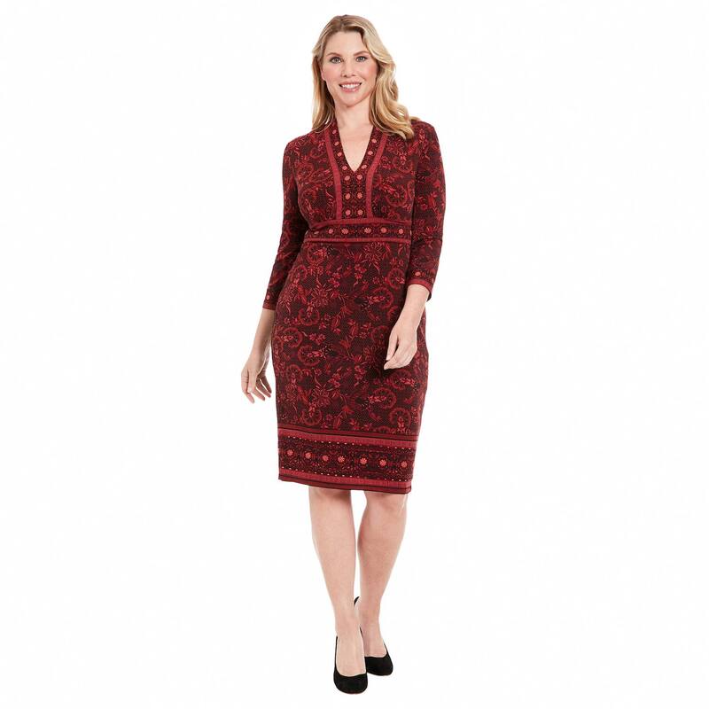 英国の首都タイムス レディース トップス 衣装 V素っ首 Women\u0027s London Times V-Neck Sheath Inset Waist Dress Wine Red 赤いこと