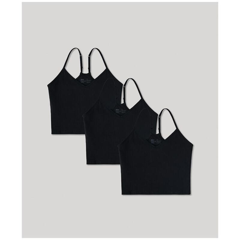 パクト レディース トップス Tシャツ クロップド Pact Organic Everyday Shelf Bra Cropped Camisole 3-pack Black ブラック