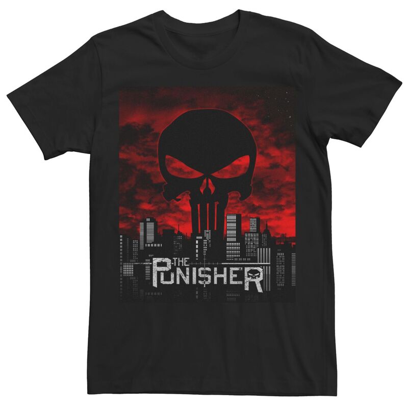 アニメ人となり メンズ トップス ティーシャツ グラフィック Licensed Character Men\u0027s Knights Present Punisher Skyline Graphic Tee Black 黒いこと Tシャツ・カットソー-メンズファッション-トップス