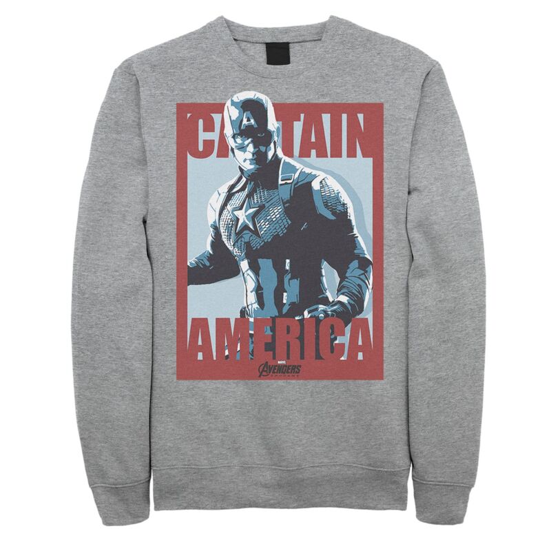 アニメキャラクター メンズ アウター パーカー・スウェット シャツ キャップ Licensed Character Men's Marvel Avengers Endgame Captain America Poster Sweatshirt Athletic Heather ヘザー