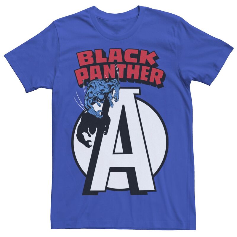 アニメキャラクター メンズ トップス Tシャツ ロゴ Licensed Character Men's Marvel Avengers Black Panther Chest Logo Tee Royal ブラック