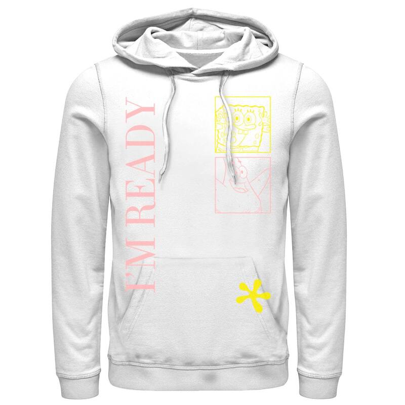 ニコロデオン メンズ アウター パーカー・スウェット パンツ Men Nickelodeon SpongeBob SquarePants Im Ready Outlines Hoodie White ホワイト