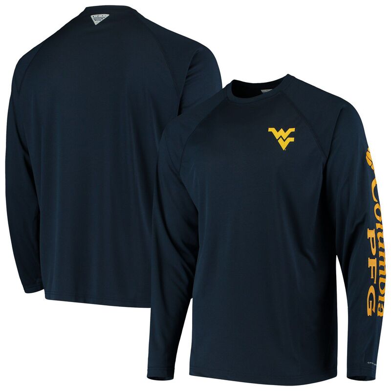 コロンビア メンズ トップス プルオーバー Men\u0027s Columbia Navy West Virginia Mountaineers Terminal Tackle Omni-Shade Raglan Long Sleeve T-Shirt Wvu Navy 米国海軍