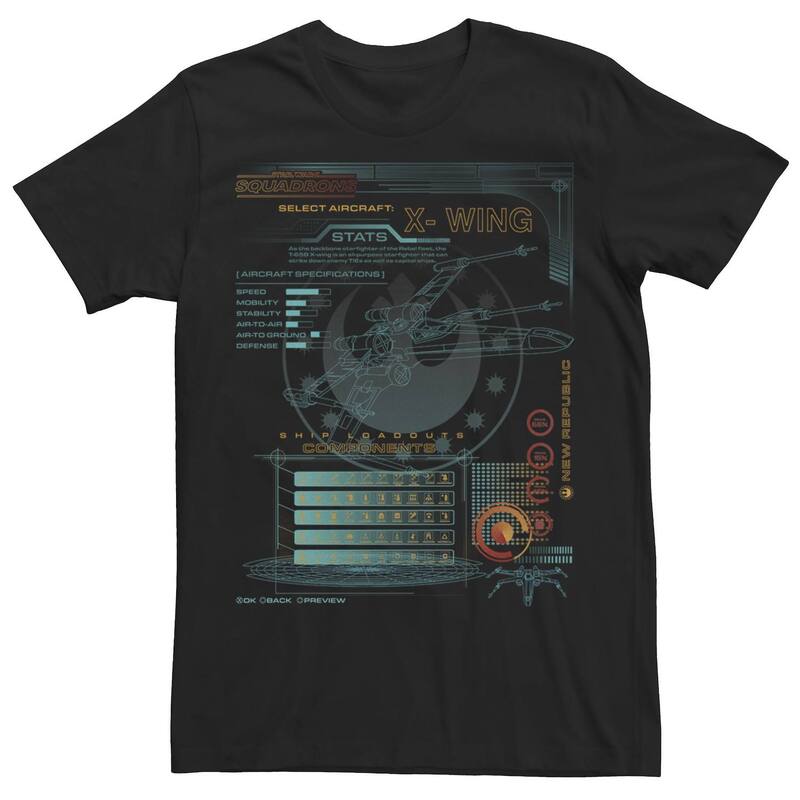 アニメキャラクター メンズ トップス Tシャツ Licensed Character Men'star Wars: Squadrons X-Wing Components Tee Black ブラック 7,884円