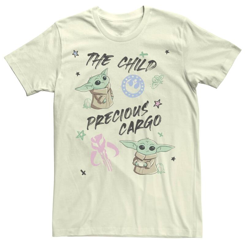 アニメ人となり メンズ トップス ティーシャツ Licensed Character Men\u0027star Wars: The Mandalorian The Child Precious Cargo Sketch Tee Natural トップス-メンズファッション