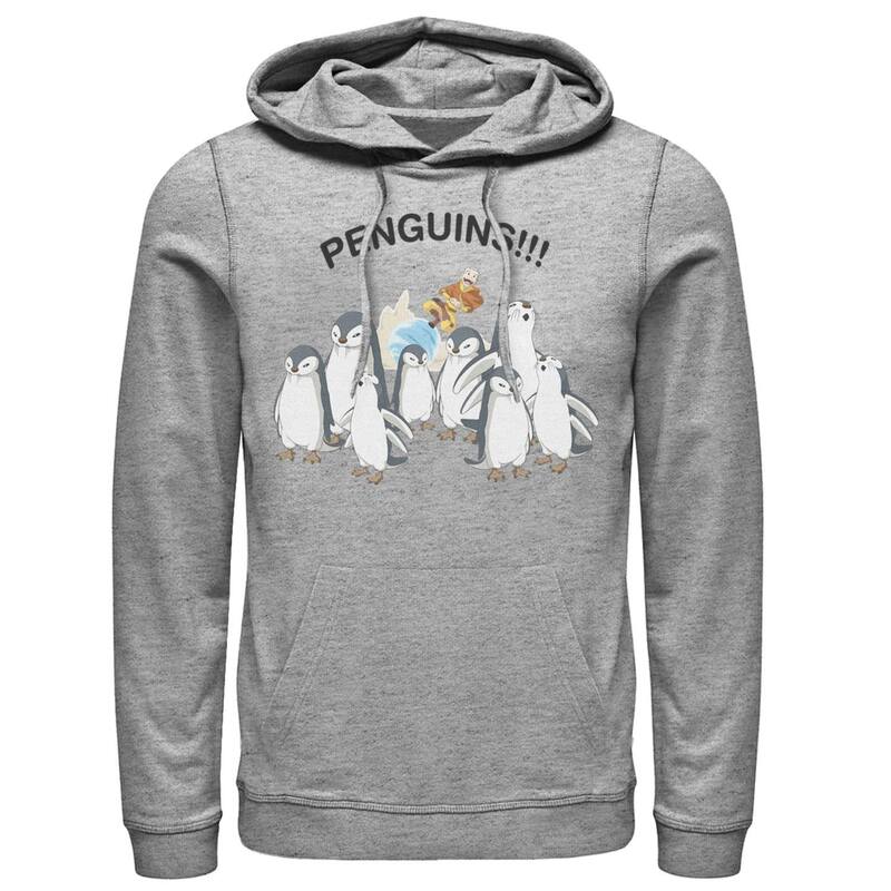 アニメキャラクター メンズ アウター パーカー・スウェット Licensed Character Men Nickelodeon Avatar The Last Airbender Aang And Penguins!! Portrait Hoodie Athletic Heather ヘザー
