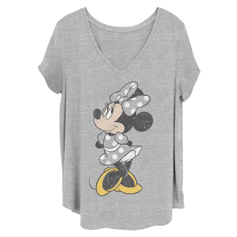 ディズニー レディース トップス Tシャツ ドット柄 ドット プラスサイズ グラフィック Disney's Minnie Mouse Juniors' Plusize Polka Dot Graphic Tee Heather Gray グレー