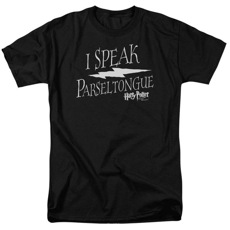 アニメキャラクター メンズ トップス Tシャツ Licensed Character Harry Potter I Speak Parseltongue Short Sleeve Adult-shirt Black ブラック｜ReVida 店
