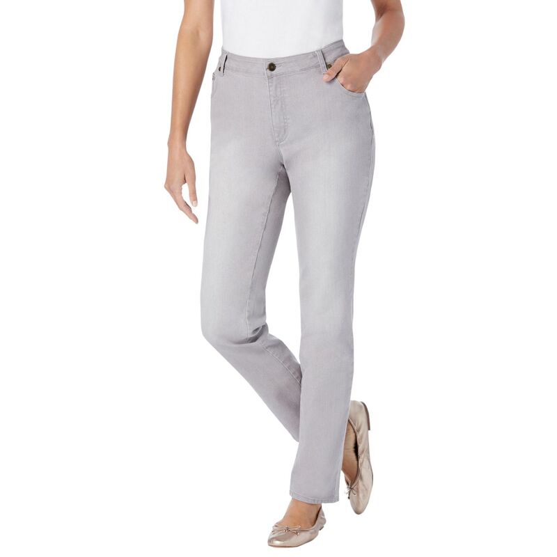 ウーマン ウィズイン レディース ボトムス デニムパンツ プラスサイズ ジーンズ Woman Within Plusize Straight-Leg Stretch Denim Five-Pocket Jeans Grey Sanded Wash グレー 11,665円