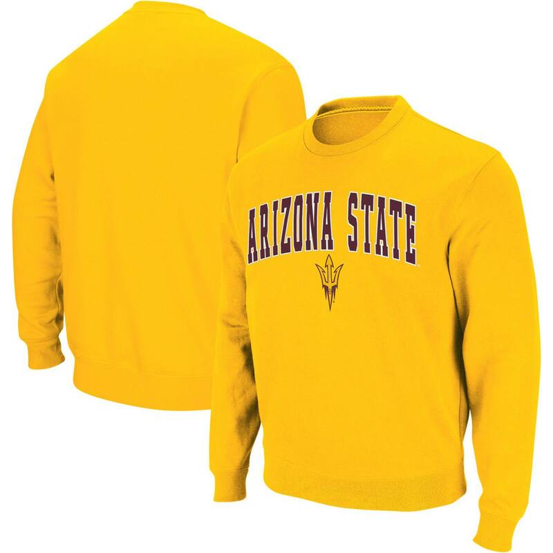 コロシアム メンズ アウター パーカー・スウェット クルーネック シャツ ロゴ Men's Colosseum Gold Arizona State Sun Devils Arch & Logo Crew Neck Sweatshirt Asu Gold ゴールド