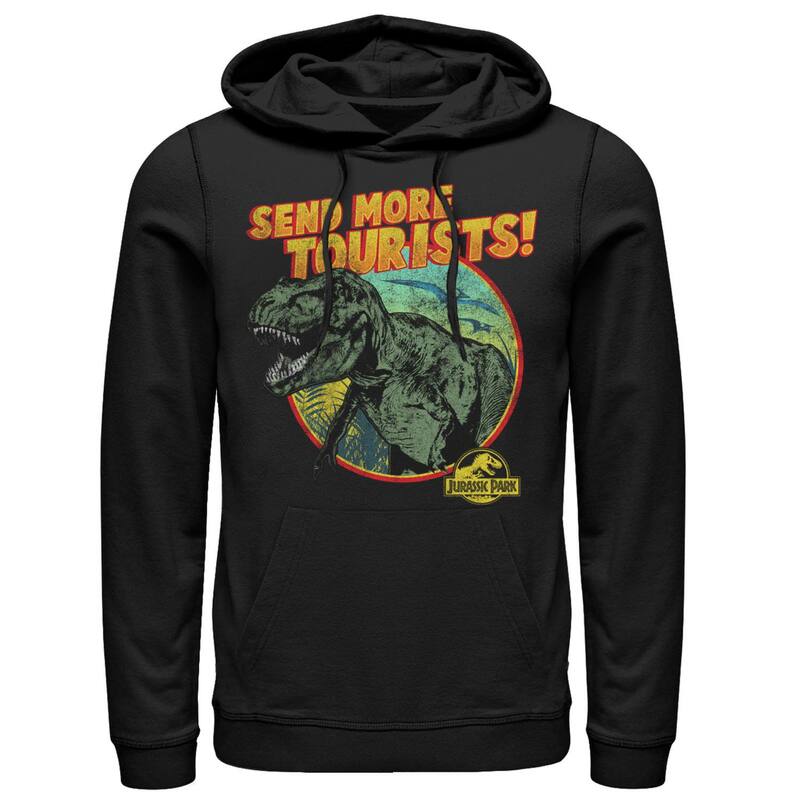 アニメキャラクター メンズ アウター パーカー・スウェット Licensed Character Men Jurassic Park T-Rex Send More Tourists Pullover Hoodie Black ブラック