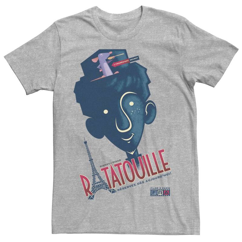 ウォルトディズニー ピクサー メンズ トップス ティーシャツ Disney / Pixar\u0027s Ratatouille Alfredo and Remy Men\u0027s Blue Hue Portraitee Athletic Heather ギョリュウモドキ トップス-メンズファッション-Tシャツ・カットソー