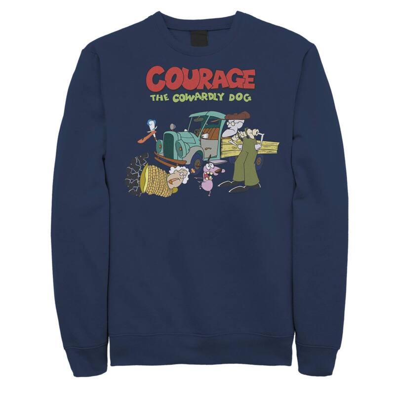 アニメキャラクター メンズ アウター パーカー・スウェット シャツ ロゴ Licensed Character Men's Courage The Cowardly Dog Scene Logo Sweatshirt Navy ネイビー
