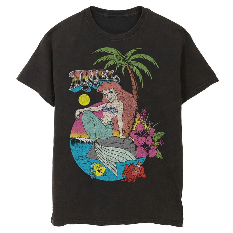 ウォルトディズニー メンズ トップス ティーシャツ ロゴタイプ Men\u0027s Disney\u0027s The Little Mermaidistressed Arielogo Tee Black 黒いこと トップス-Tシャツ・カットソー-メンズファッション