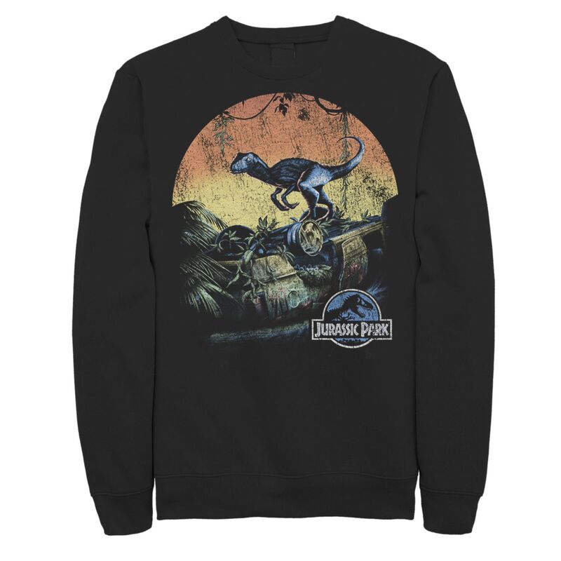 アニメキャラクター メンズ アウター パーカー・スウェット シャツ Licensed Character Men's Jurassic World Retro Raptor Sunset in Jungle Sweatshirt Black ブラック