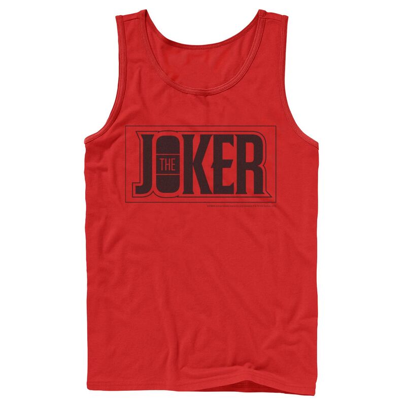 アニメ人となり メンズ トップス ティーシャツ Licensed Character Men\u0027s DComics The Joker Bold Text Poster Tank Top Red 赤いこと Tシャツ・カットソー-トップス-メンズファッション
